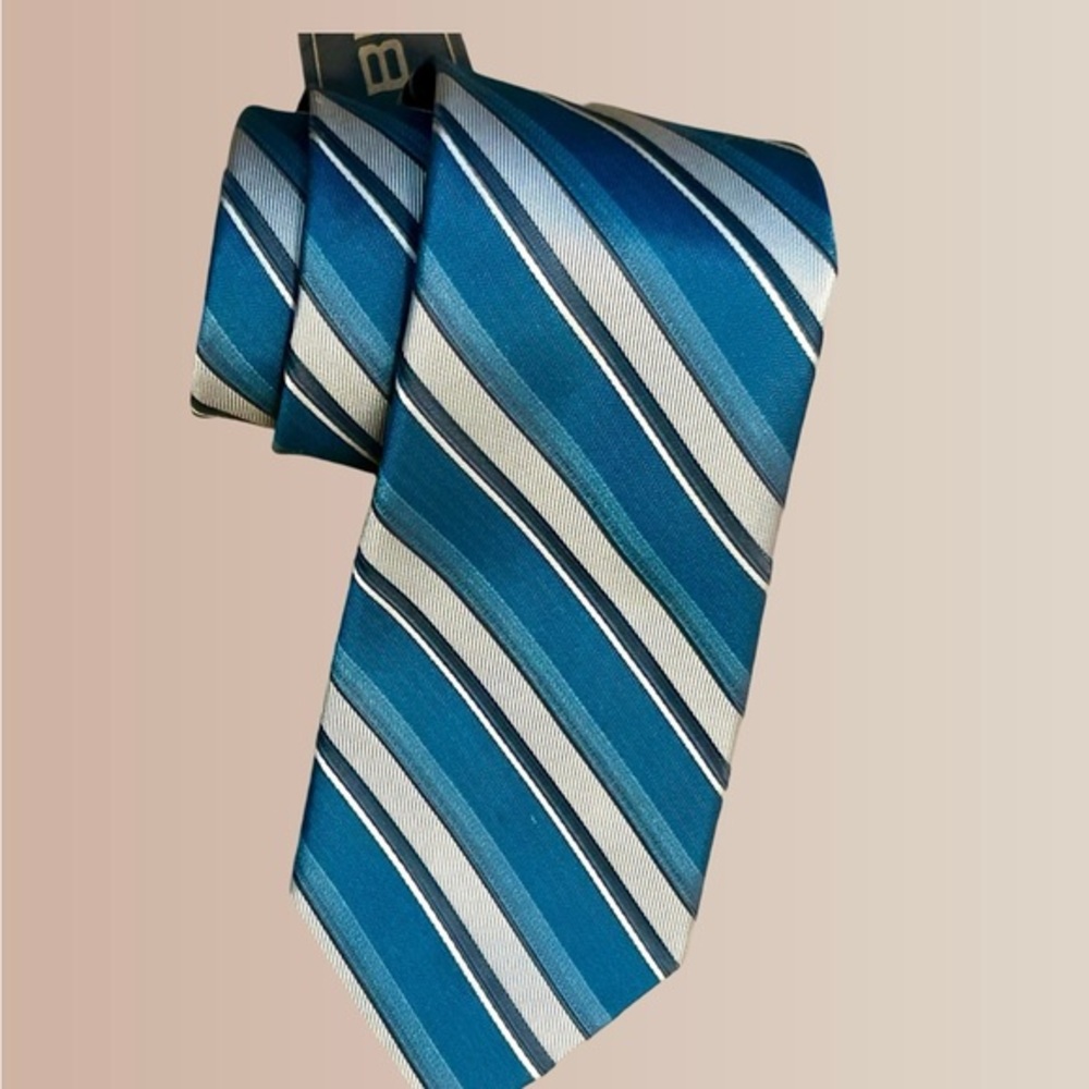 👔 Calvin Klein 100% Silk Tie Striped Blue 👔